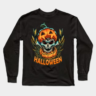 halloween pumpkin and it has a skull inside and this design is perfect Long Sleeve T-Shirt